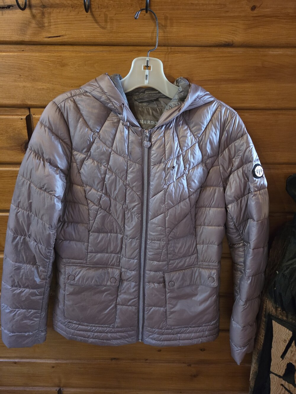 Dusty Mauve Down Quilted Hooded Puffer Jacket - Women